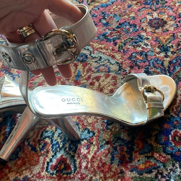 Gucci silver ankle heels - Picture 1 of 10